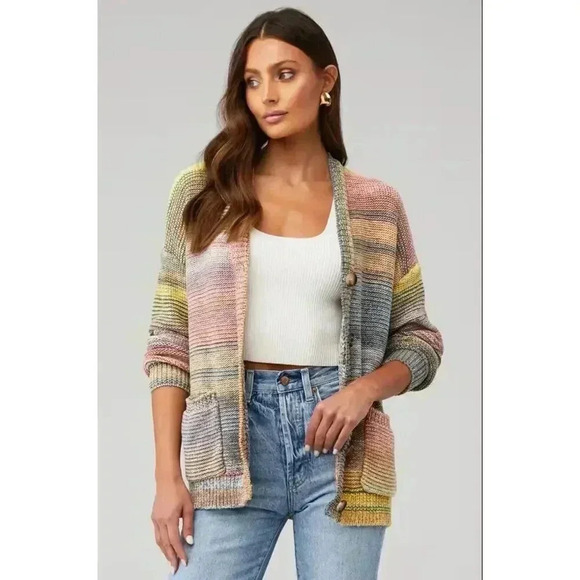Show Me Your Mumu Medium Callie Cardigan Ombre Sweater Pastel Ombre Knit Classic - Picture 1 of 13
